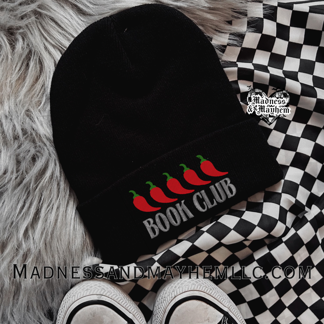 Spicy book club embroidered beanie
