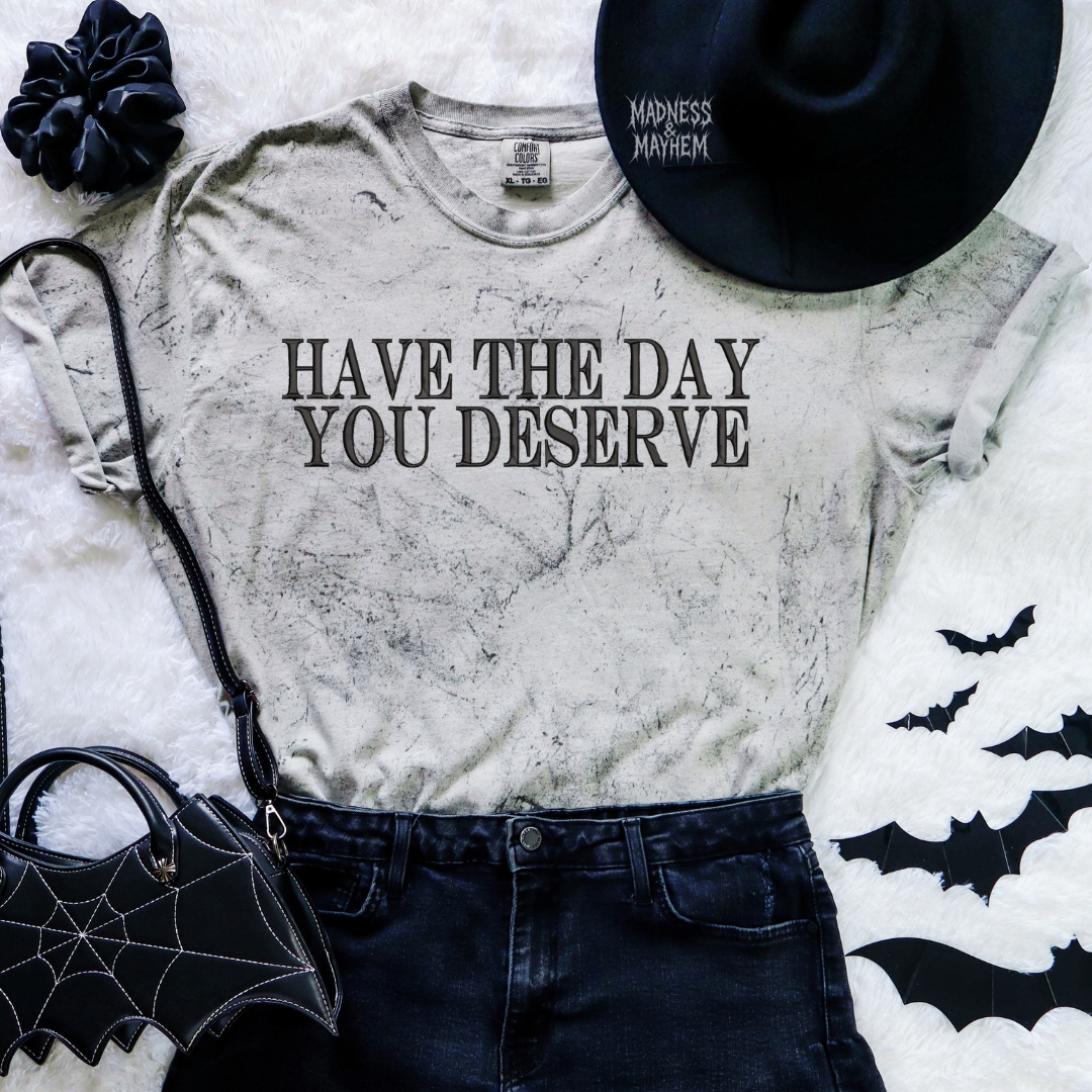 Have the day you deserve embroidered color blast tshirt