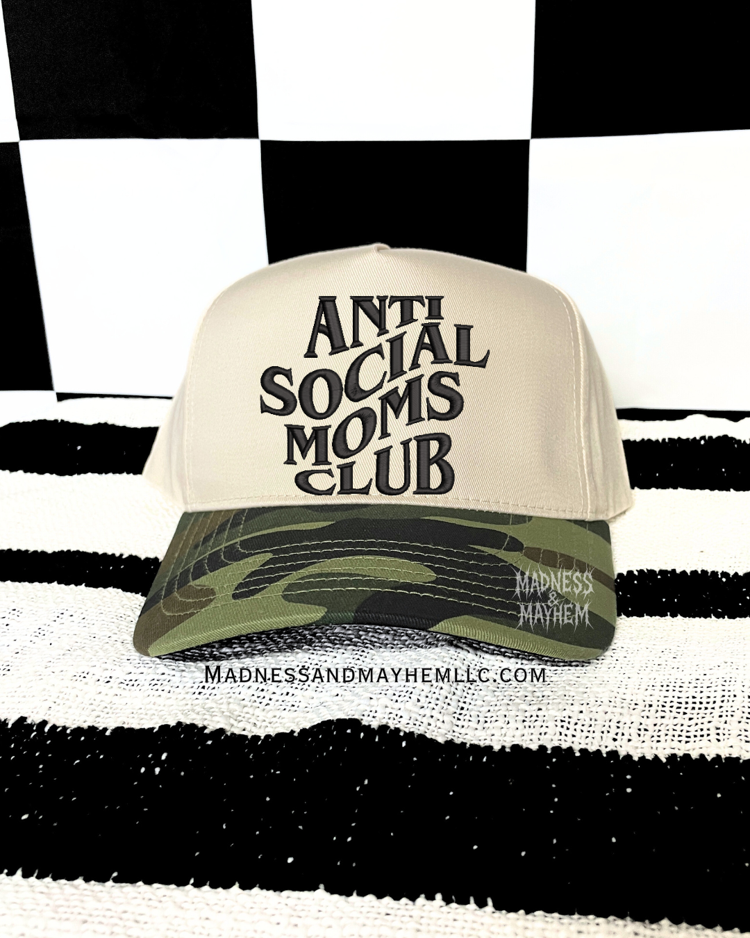 Camo anti social moms club embroidered Hat