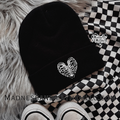 Heart ribcage embroidered beanie