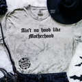 No hood like motherhood embroidered color blast tshirt