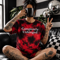 Completely unhinged embroidered tie dye T-shirt