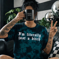 Teal just a bitch embroidered tie dye T-shirt