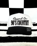 Raised on 90s country embroidered hat (black/white)