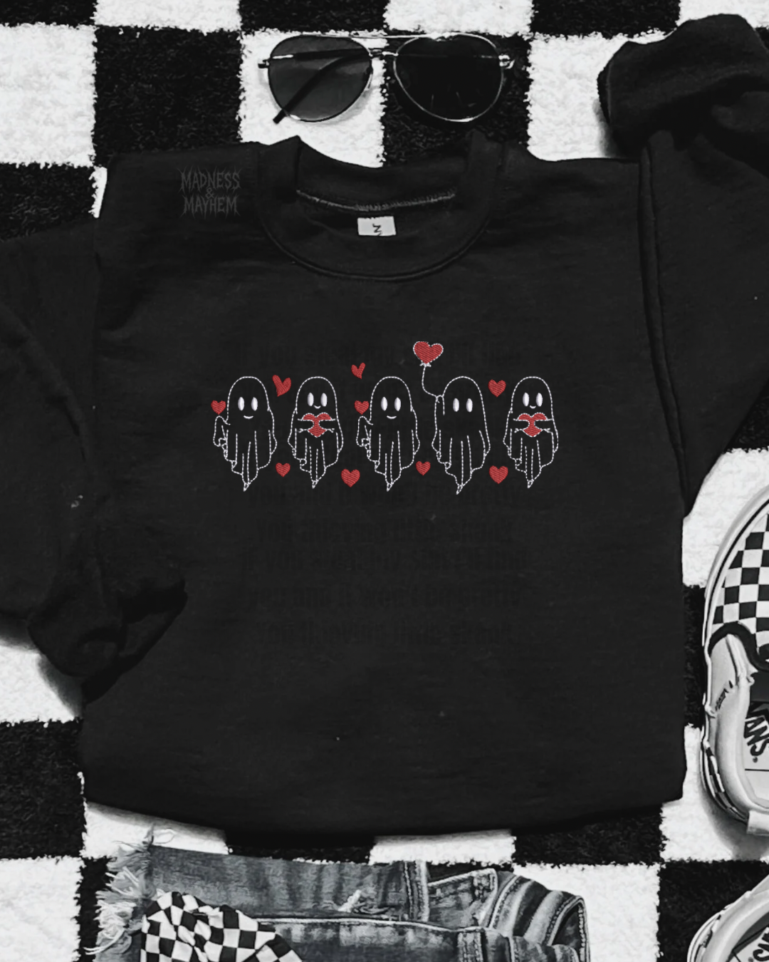 Valentine ghost embroidered sweatshirt