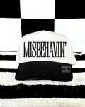 Misbehavin embroidered hat (black/white)