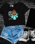 Turquoise Harley Cropped Tee