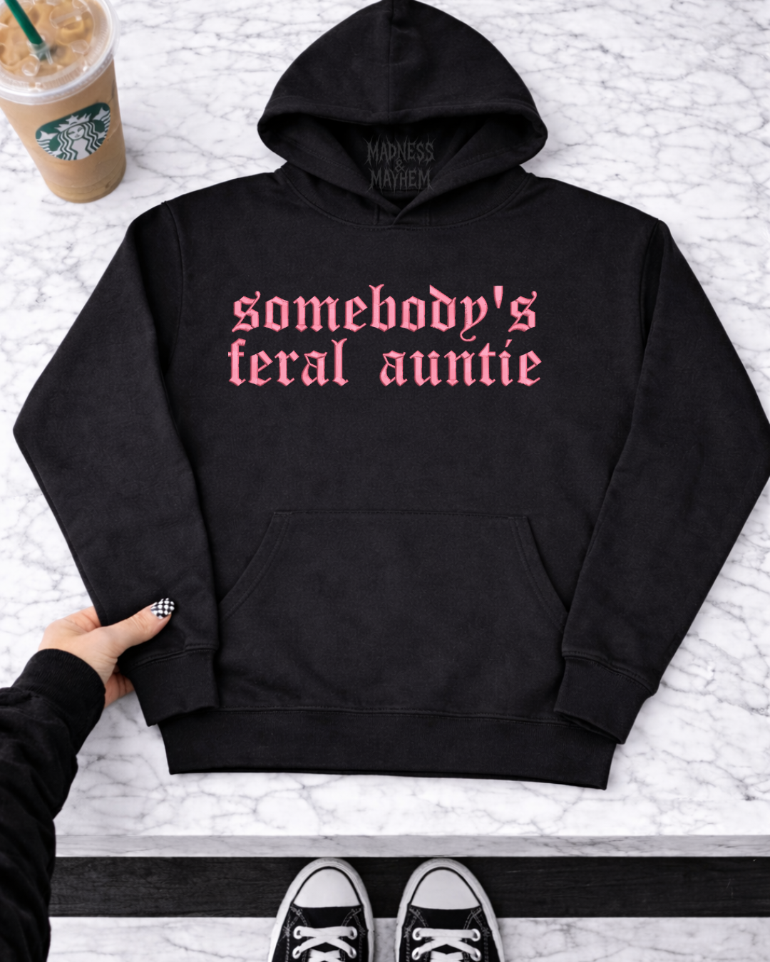 Feral auntie Embroidered Hoodie