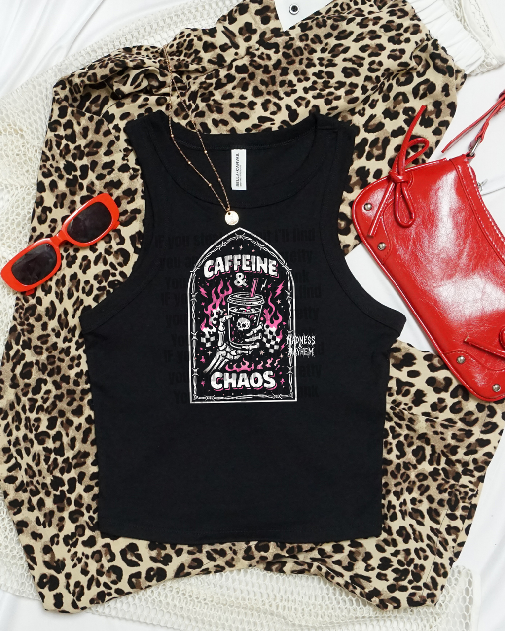 caffiene and chaos cropped tank