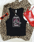 caffiene and chaos cropped tank