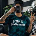Teal petty & problematic embroidered tie dye T-shirt