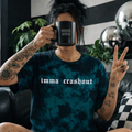 Teal imma crashout embroidered tie dye T-shirt