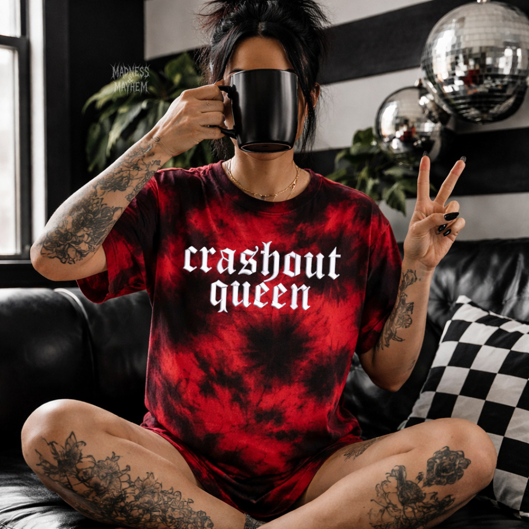 Crashout queen embroidered tie dye T-shirt