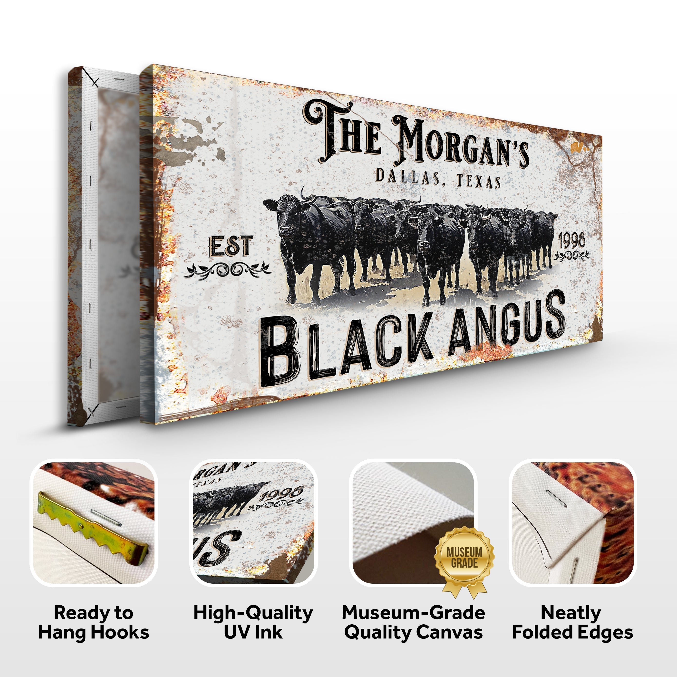 Personalized Black Angus Cattle Sign II