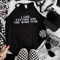Tattoos & the word fuck embroidered rockstar tank
