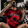 Coffee & cuss words embroidered tie dye T-shirt