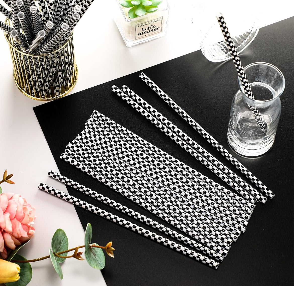 Checkered print straws(Libbey & tumbler)