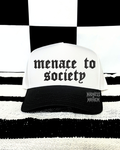 Menace to society embroidered hat (black/white)