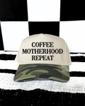 Coffee motherhood repeat camo embroidered Hat