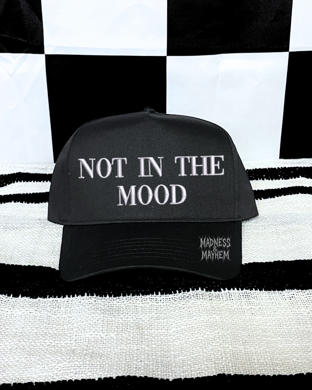 Not in the mood embroidered Black Hat