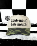 Good mom bad mouth camo embroidered Hat