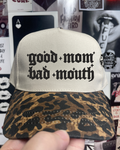 Good mom bad mouth Leopard embroidered hat