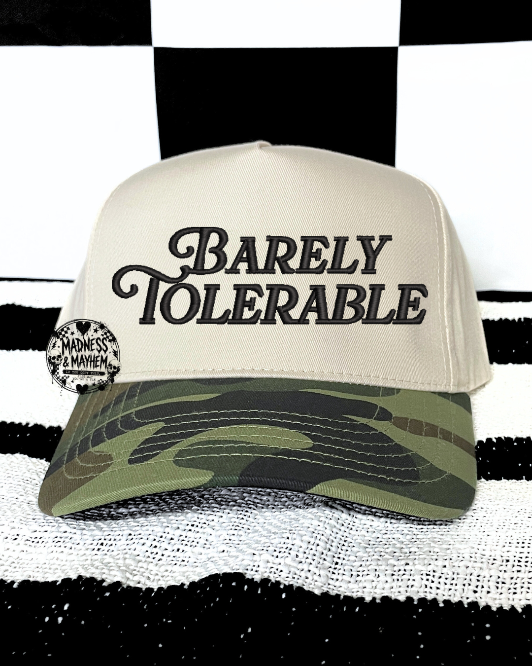 Barely tolerable camo embroidered Hat