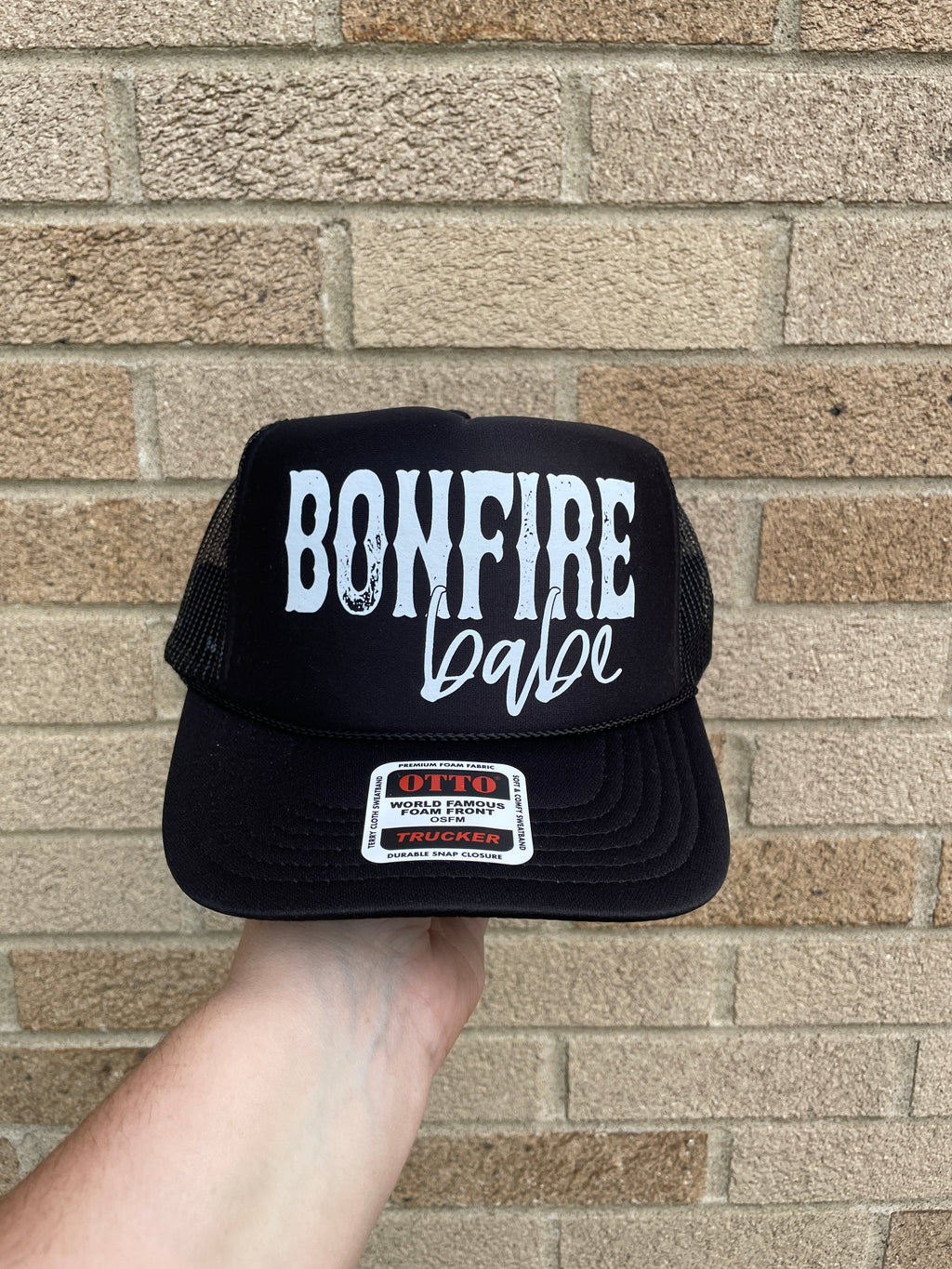 Black bonfire babe Trucker Hat