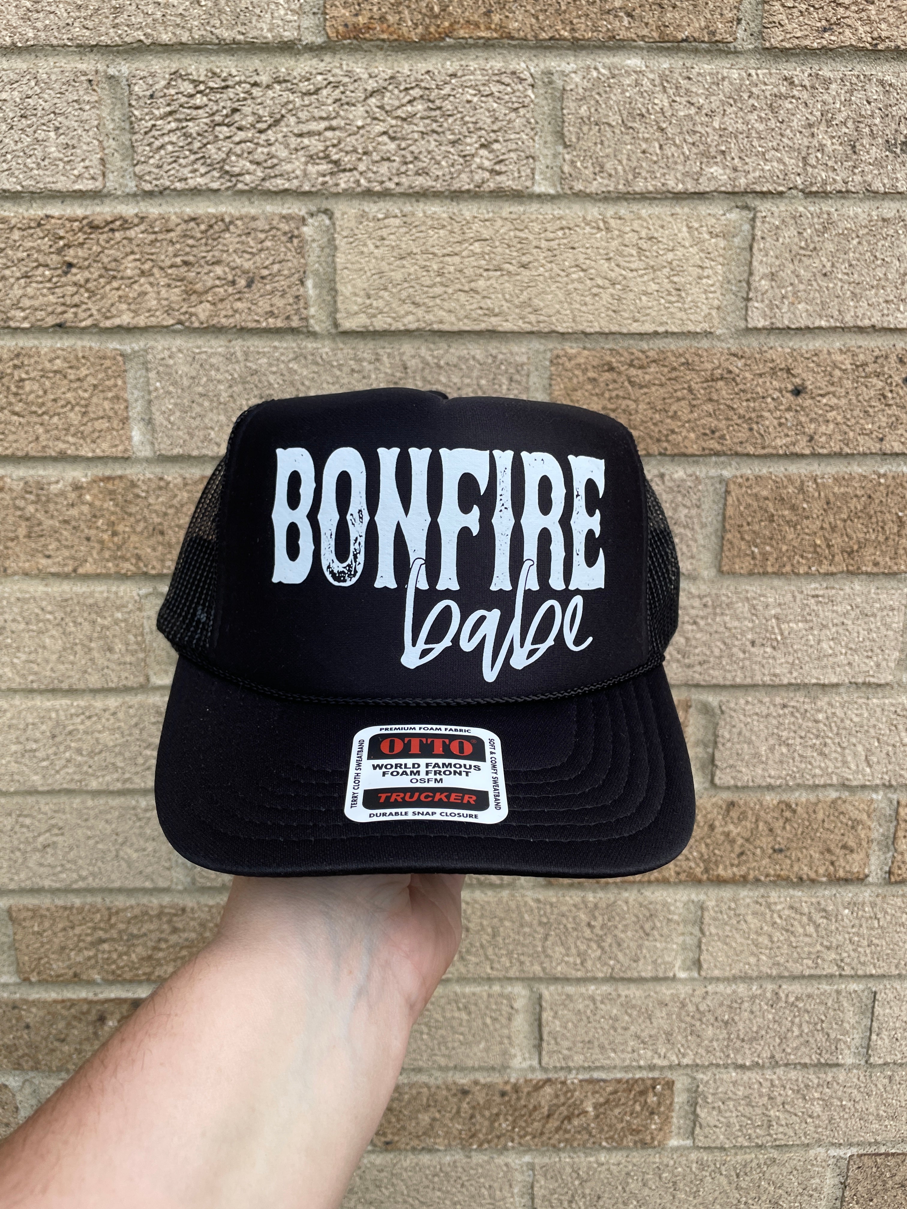 Black bonfire babe Trucker Hat