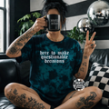 Teal Questionable decisions embroidered tie dye T-shirt