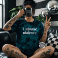 Teal I choose violence embroidered tie dye T-shirt