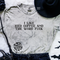 Iced coffee & the word fuck embroidered color blast tshirt