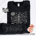 Rose ribs with bat sleeve crew neck sweatshirt