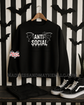 White anti social bat crew neck sweatshirt