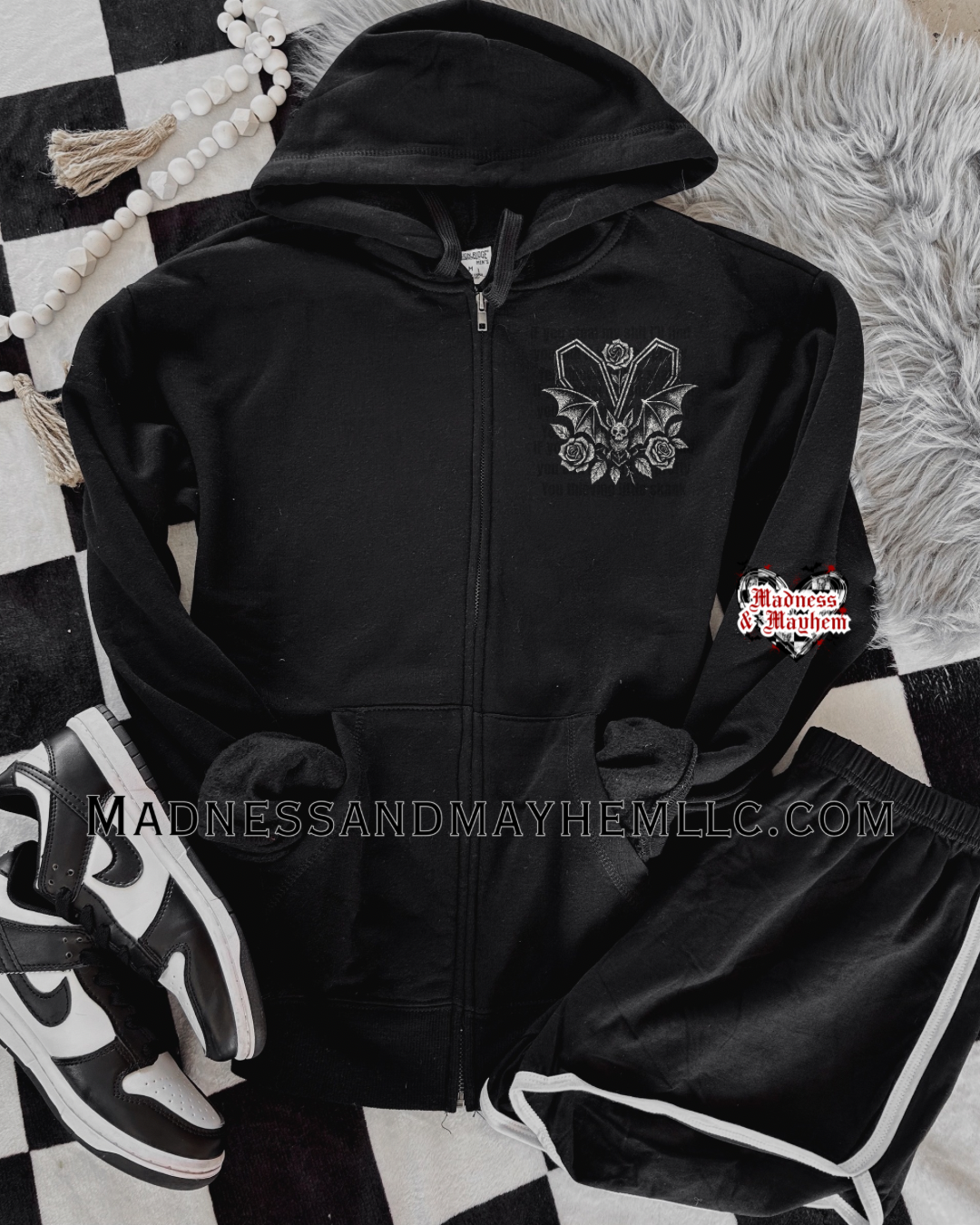 Bat coffin zip up hoodie