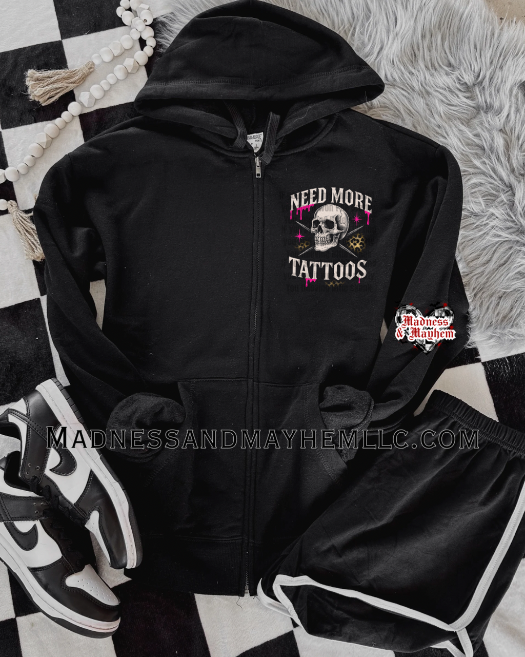 Need more tattoos zip up hoodie