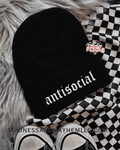 Antisocial embroidered beanie