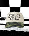 Camo expensive difficult talks back embroidered Hat