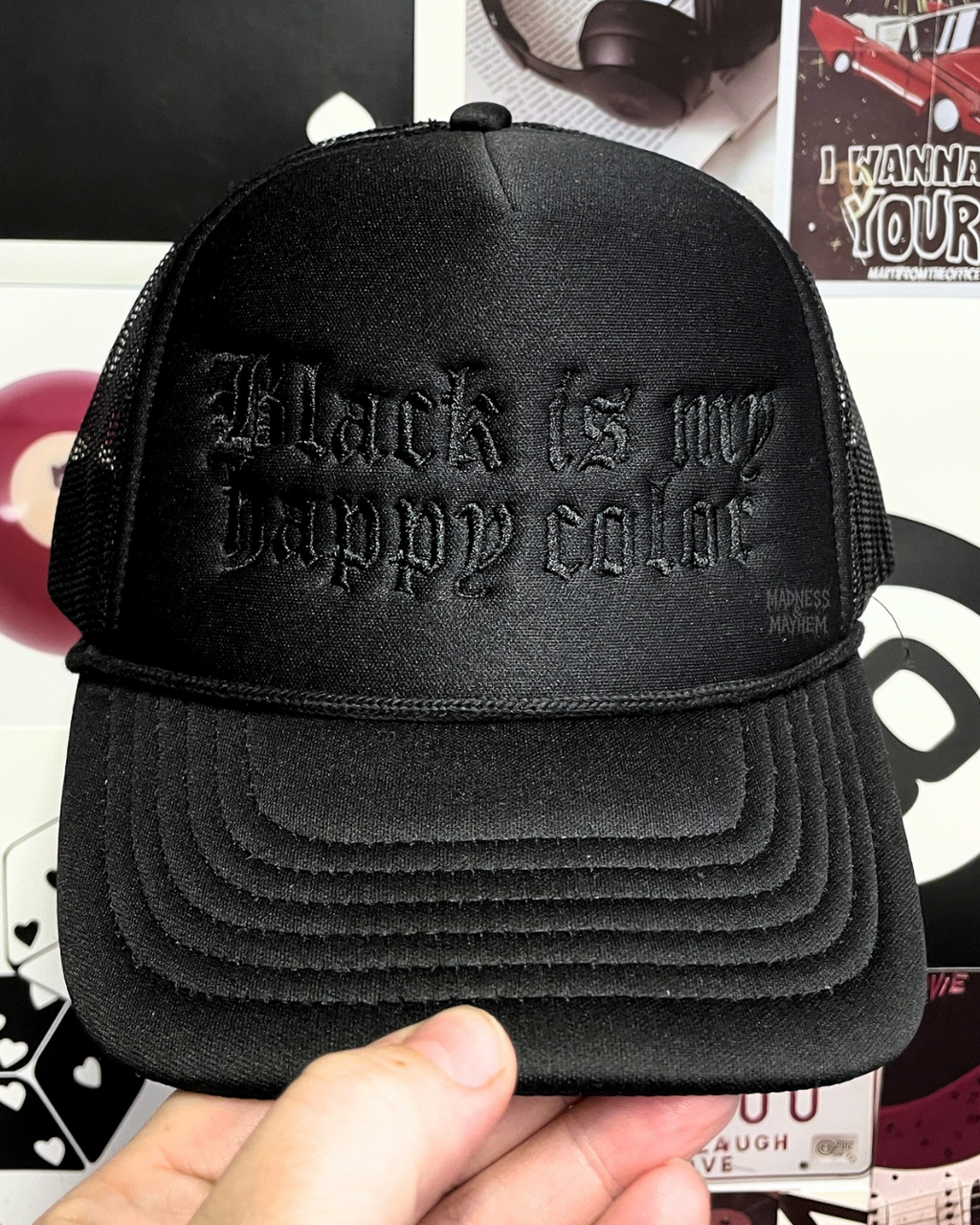 Black is my happy color embroidered Trucker Hat