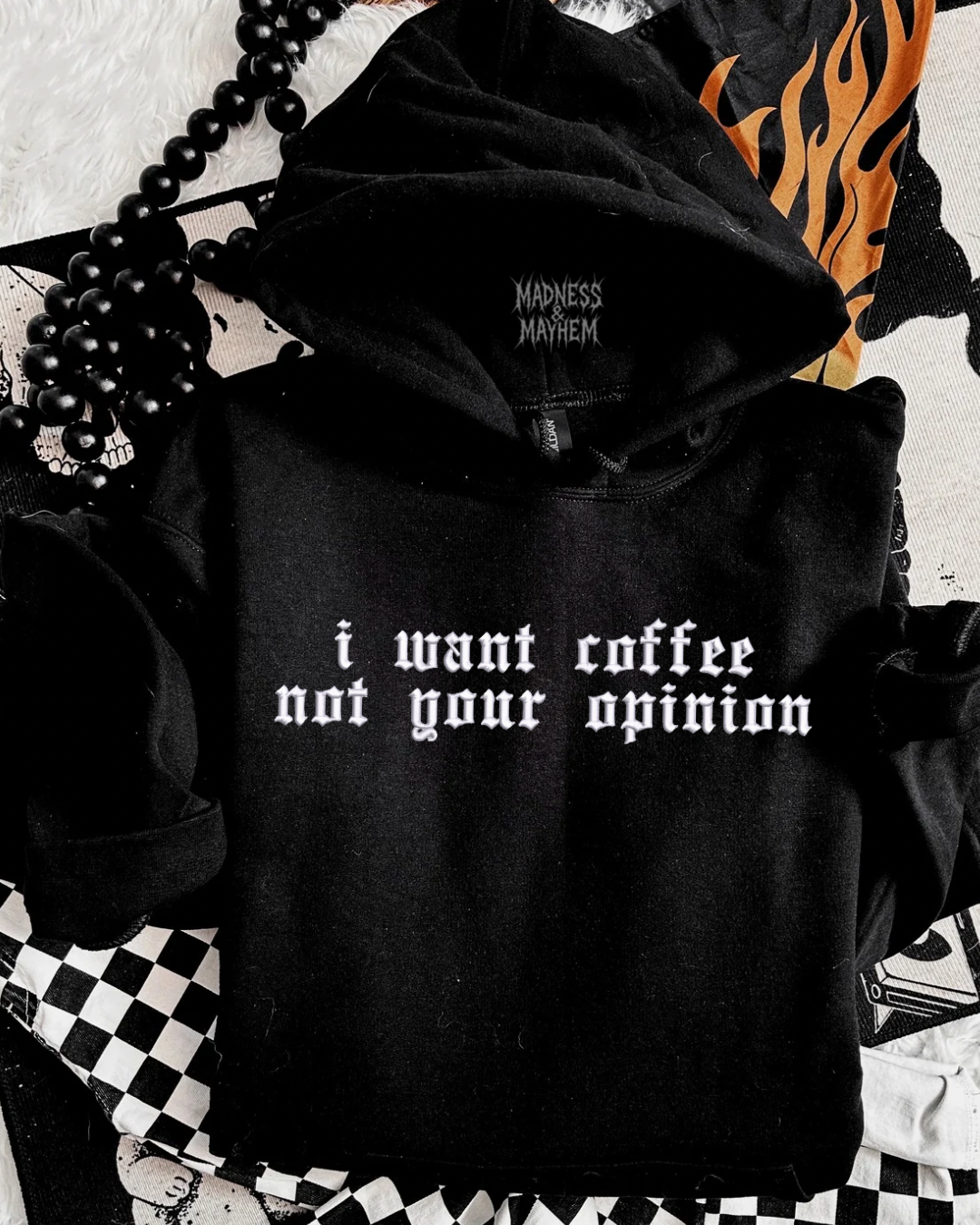 I want coffee Embroidered Hoodie