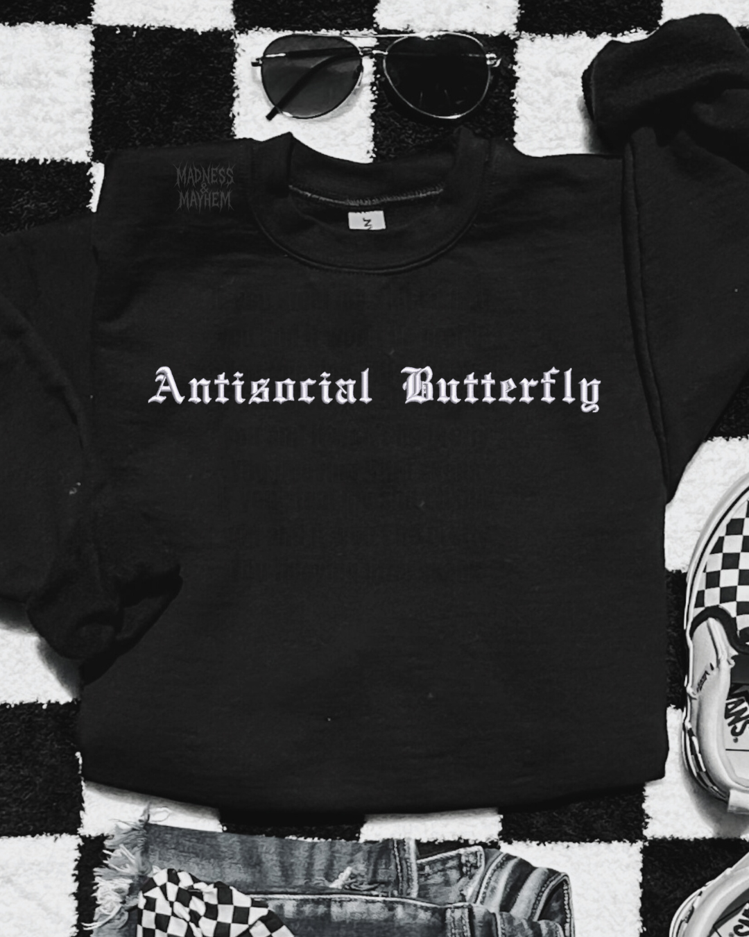 Antisocial butterfly embroidered sweatshirt