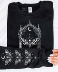 Death moth with sleeves crew neck sweatshirt