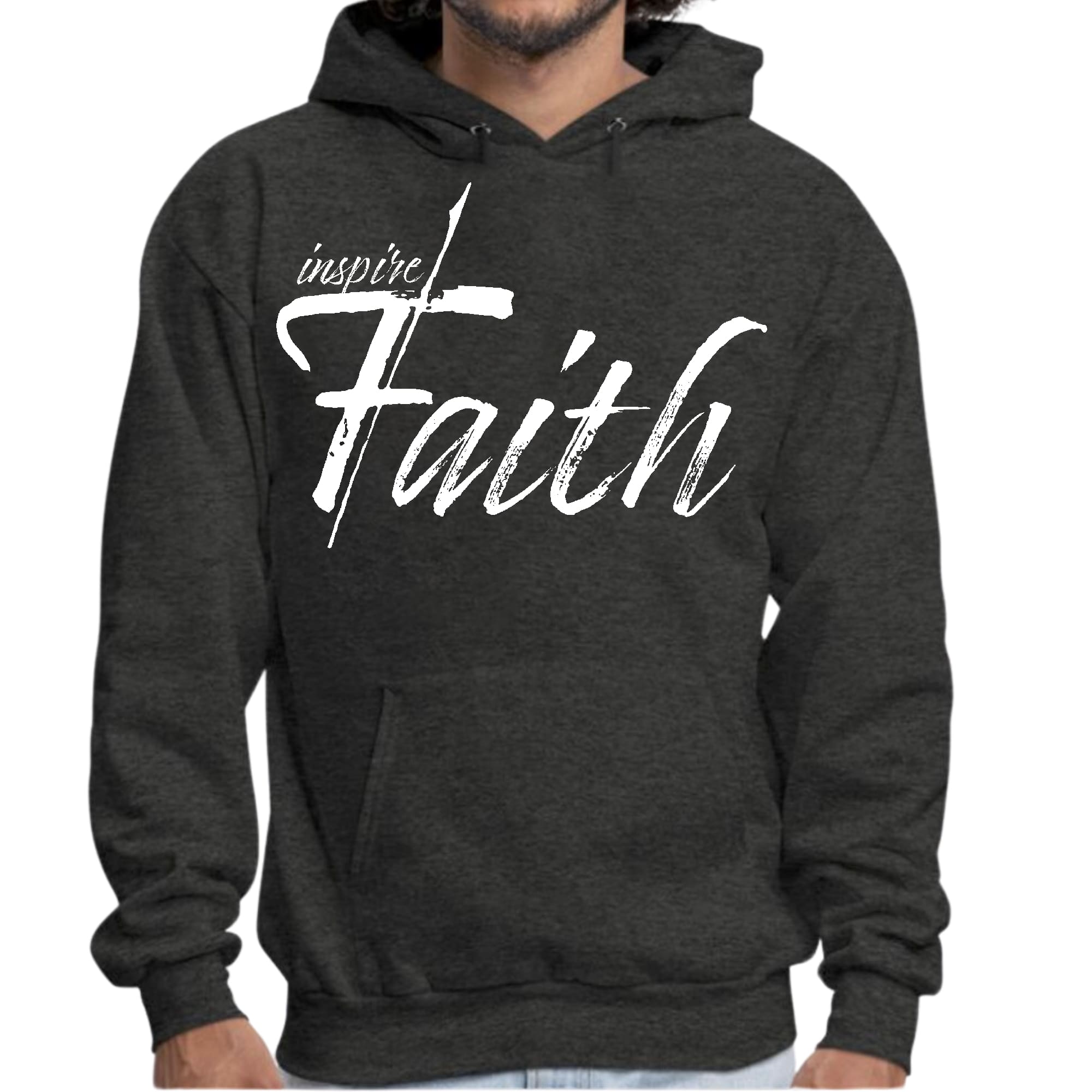 Mens Graphic Hoodie Inspire Faith White Print