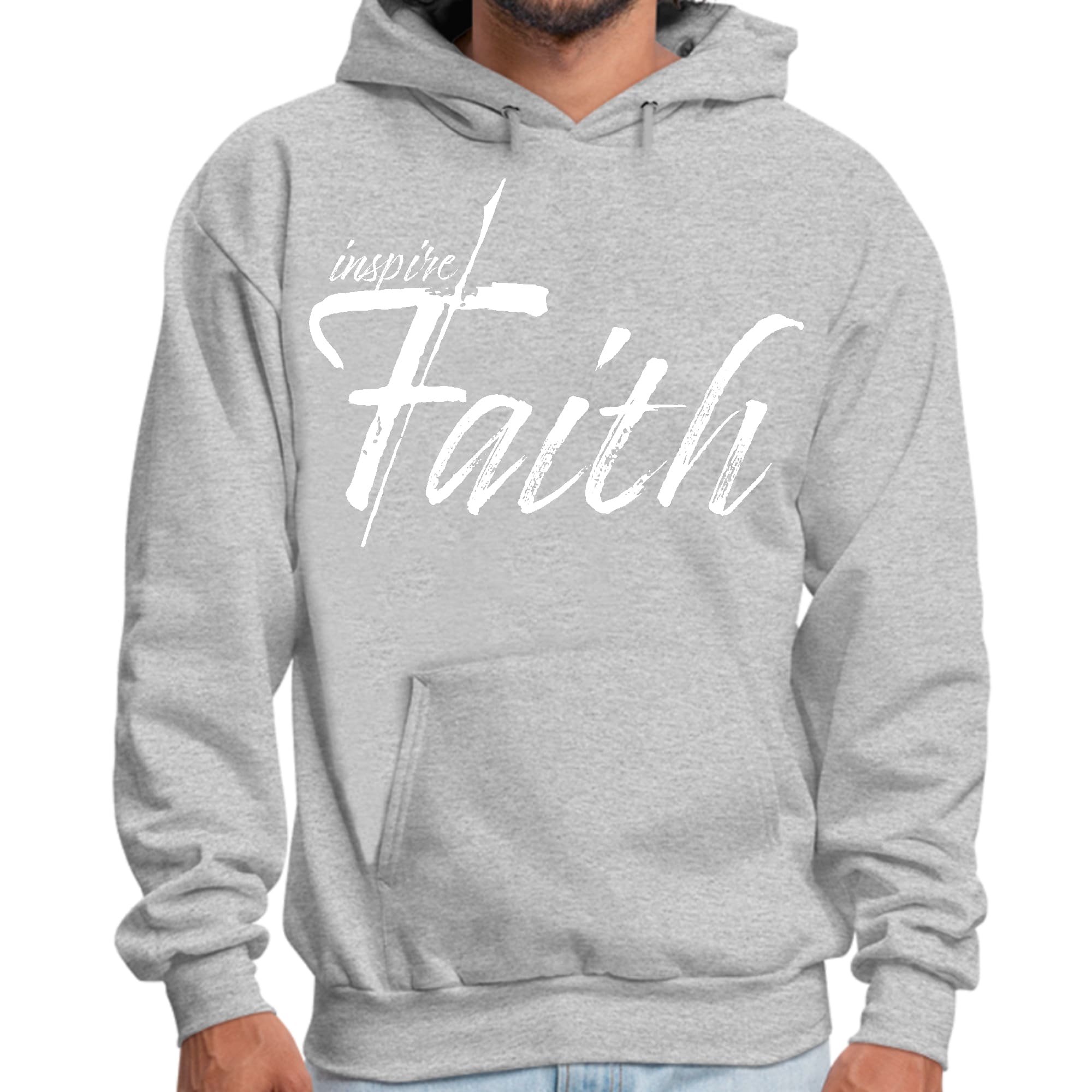 Mens Graphic Hoodie Inspire Faith White Print