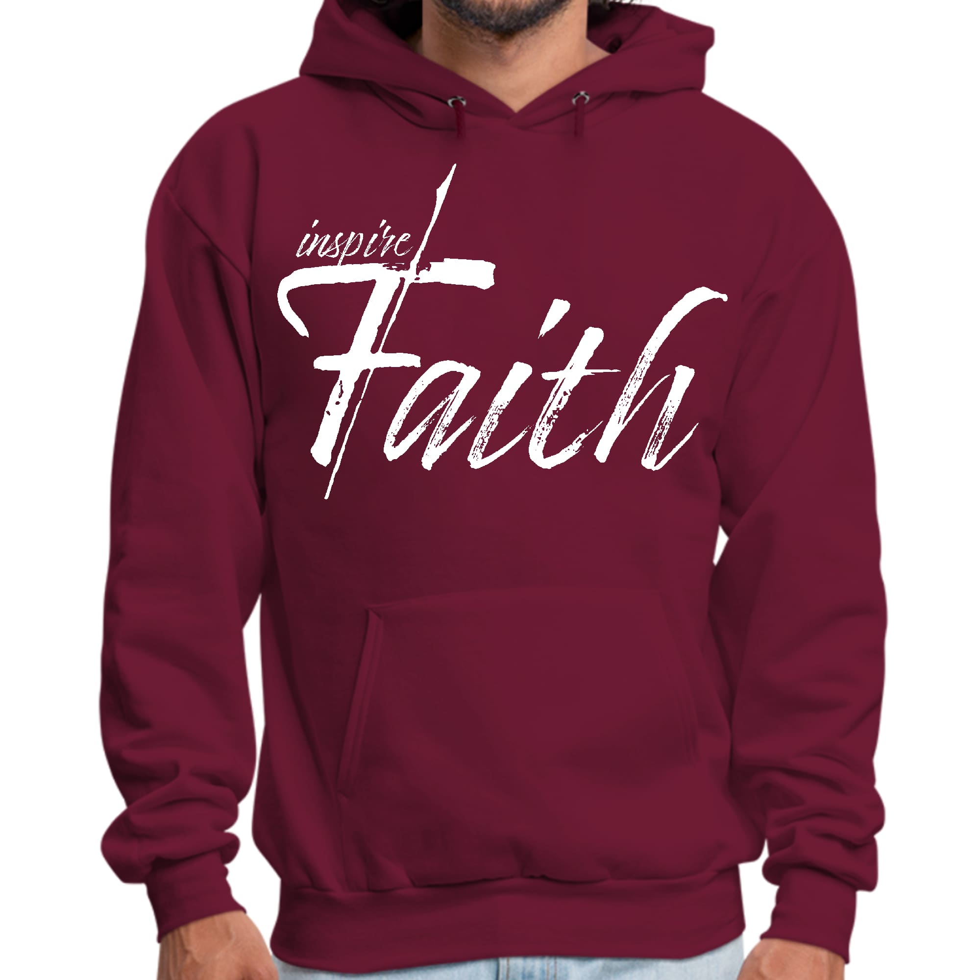 Mens Graphic Hoodie Inspire Faith White Print