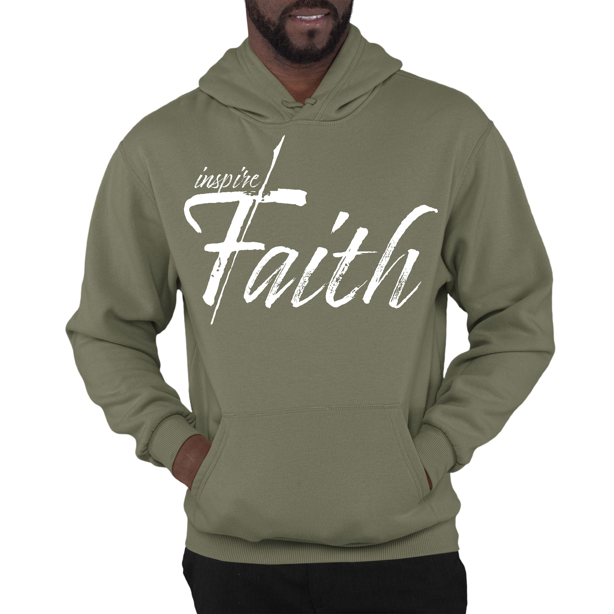 Mens Graphic Hoodie Inspire Faith White Print