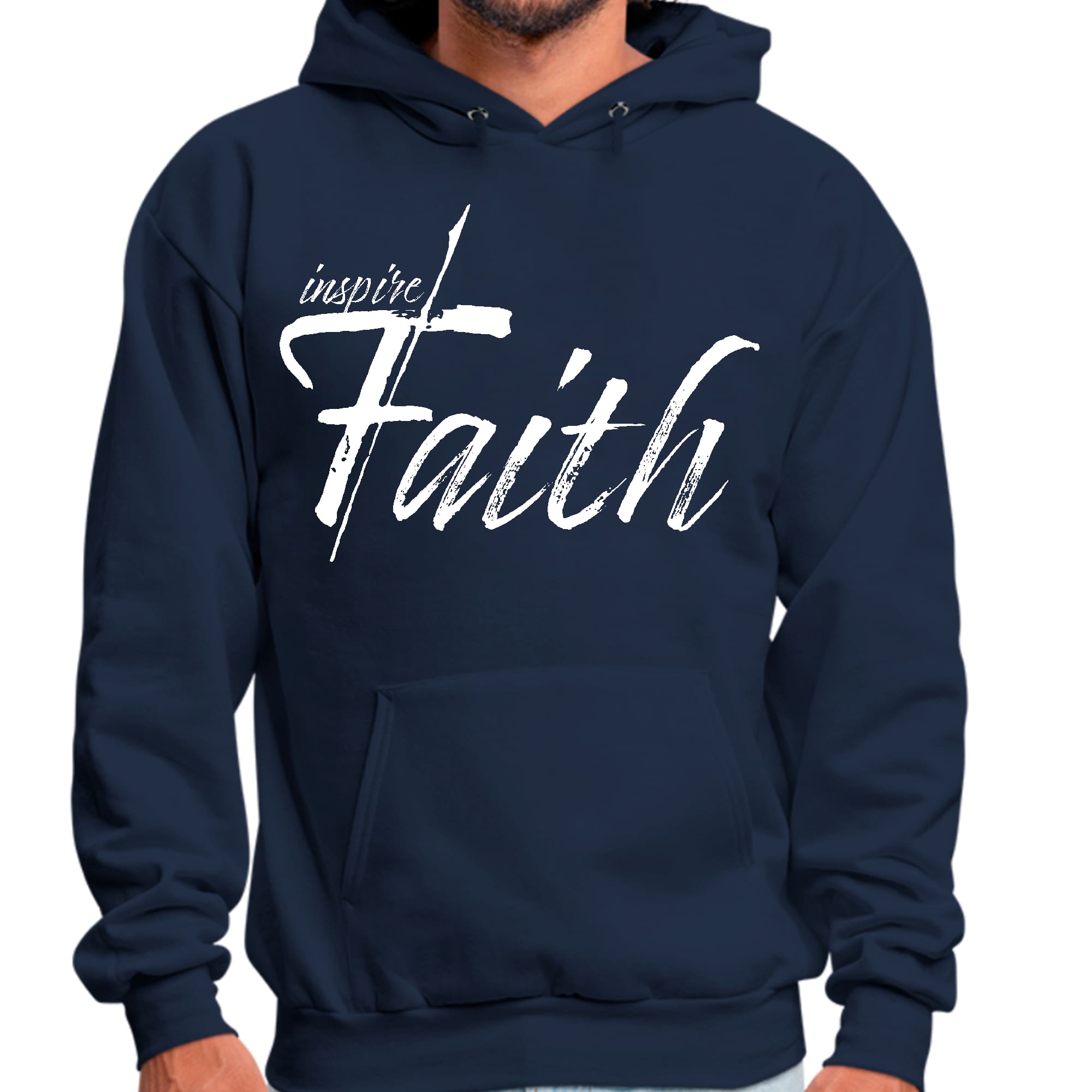 Mens Graphic Hoodie Inspire Faith White Print