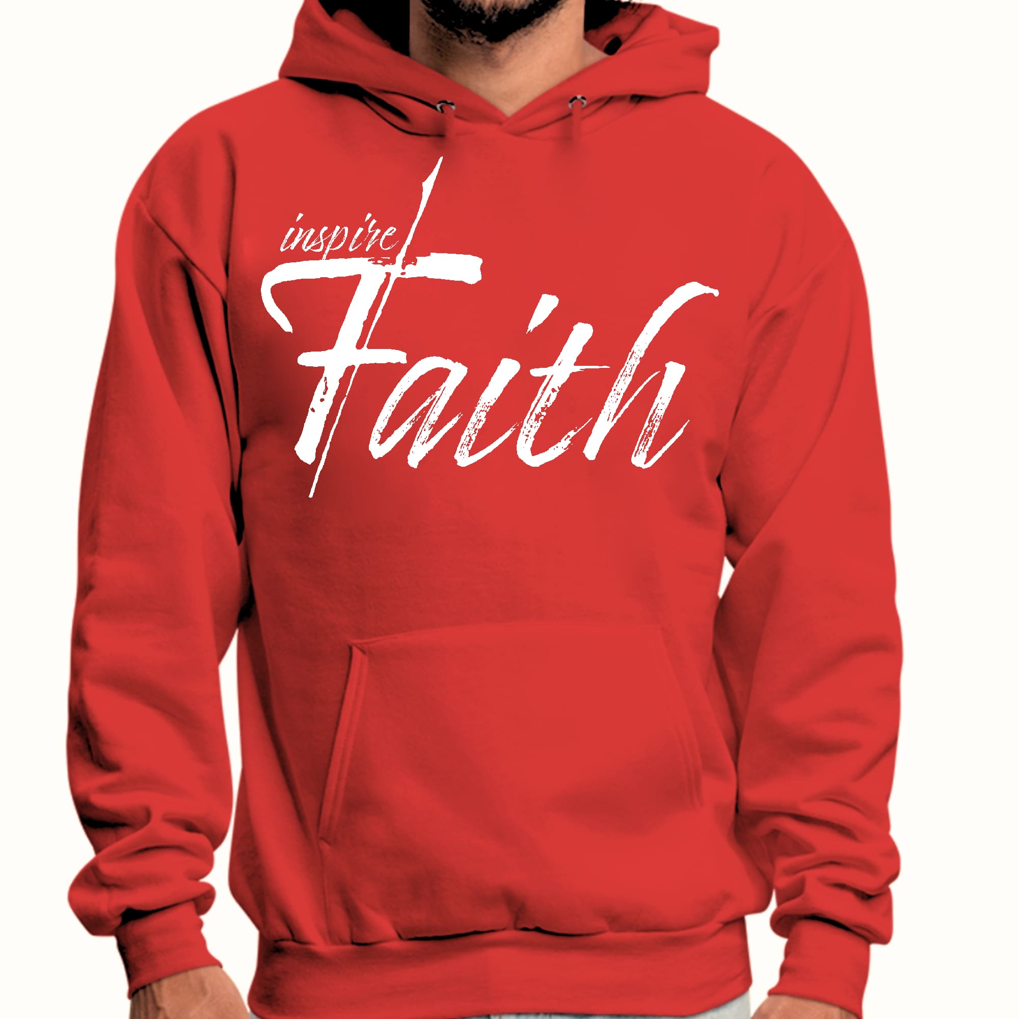Mens Graphic Hoodie Inspire Faith White Print