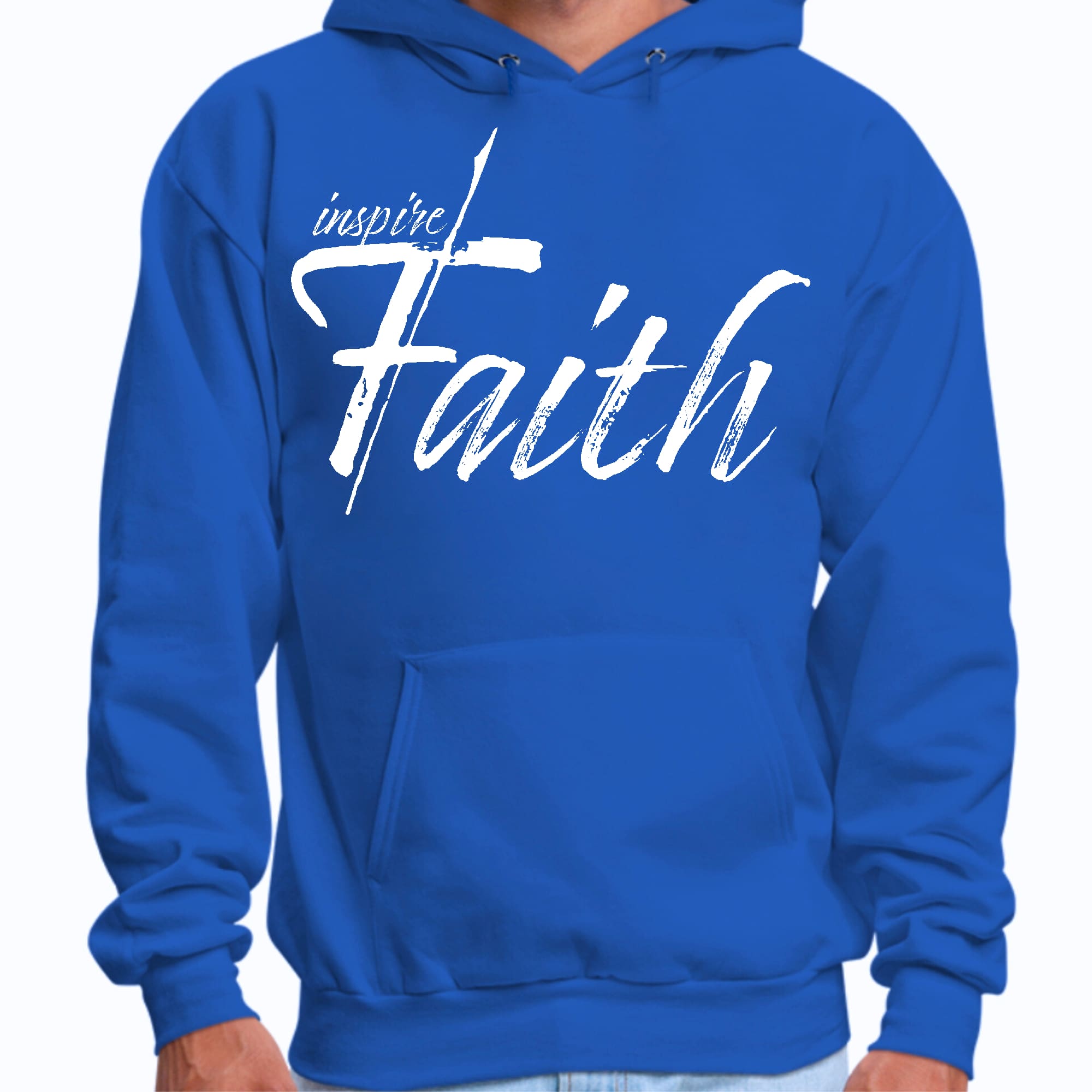 Mens Graphic Hoodie Inspire Faith White Print